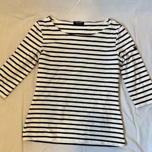 Saint James Breton Striped Cotton Shirt Black and White-size small